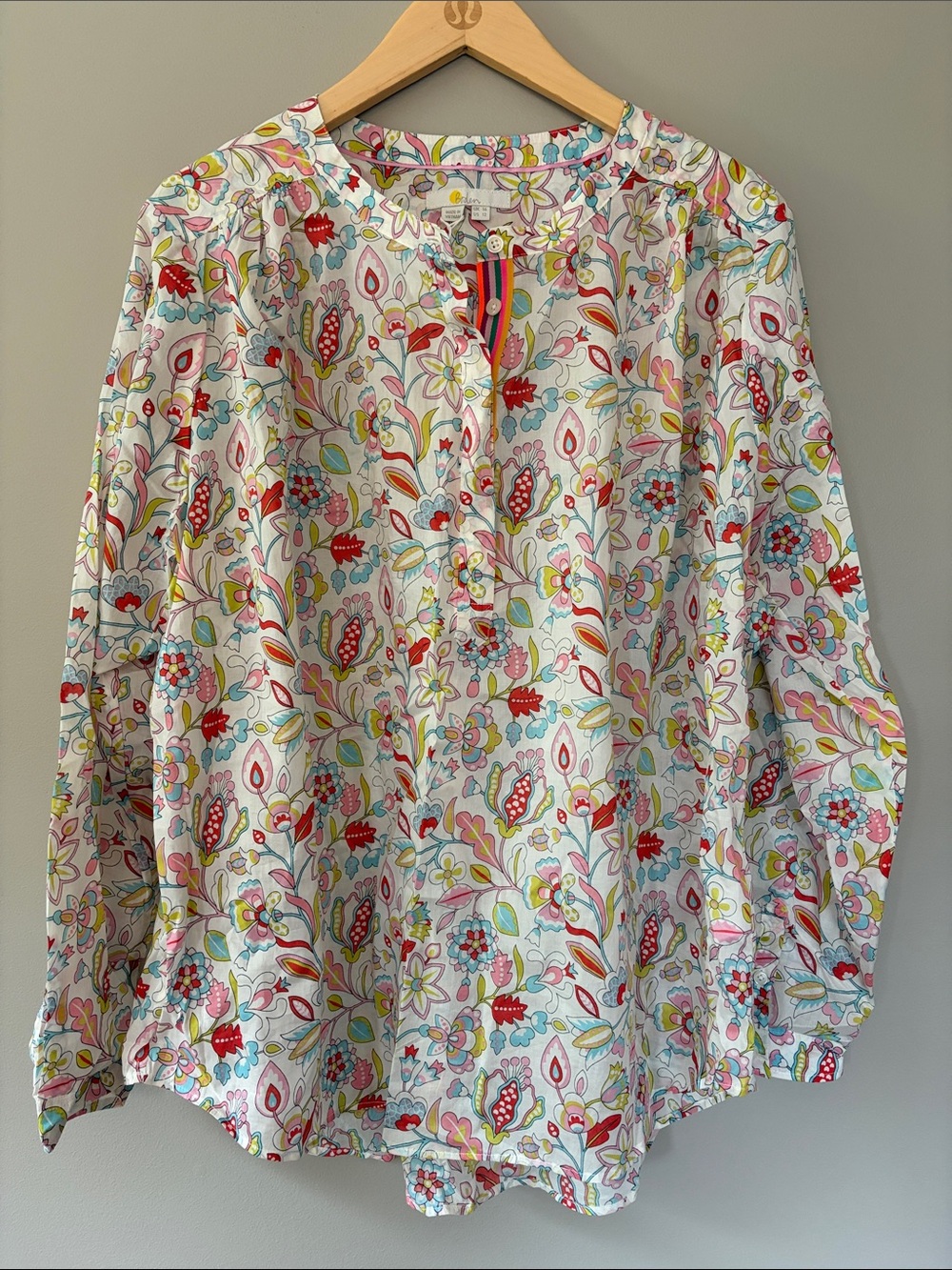 Boden Floral Print Paisley Pullover Cotton Shirt US Size 12 NWT British Preppy